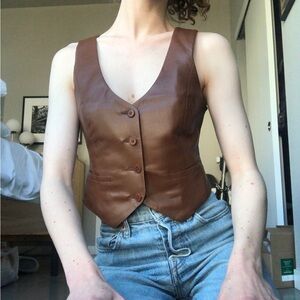 Aritzia Brown Faux Leather Vest Top